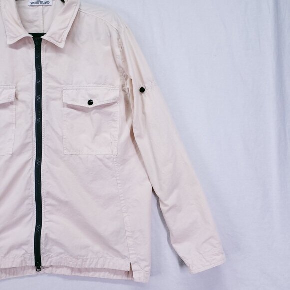 Stone Island Cream Dyed Zip Up Collar Shirt Jacket With Chest Pockets Size XL - Picture 8 of 16